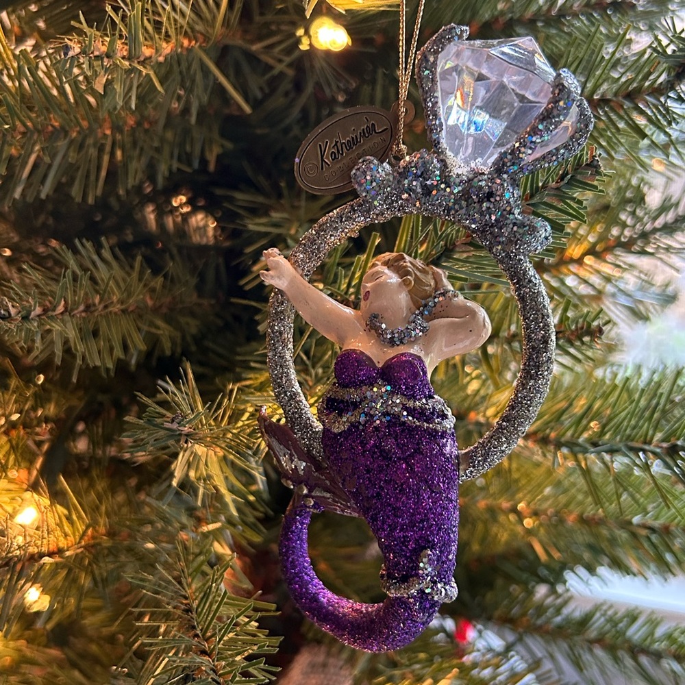 Katherine's Collection “Chubby” purple MERMAID in Diamond Ring Ornament